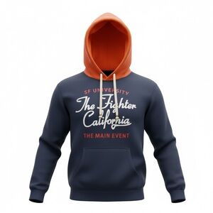 San Francisco City Wear SF University Graphic Hoodie XL Navy Orange Pullover